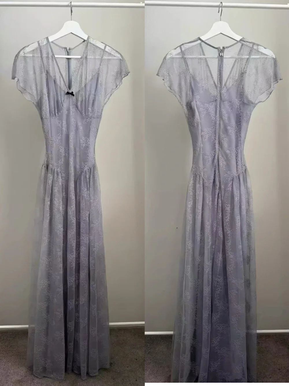 ROTATE BY BIRGER CHRISTENSEN Lace V-Neck Maxi Evening Dress, 32/XXS - Picture 4 of 8